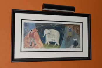 'Elephant Exercise' Framed Limited Print 316/350 Signed Paula McArdle W/ Display Light