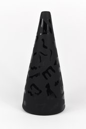 Steven Correia Signed Handmade Black On Black Art Glass Vase