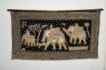 Embroidered Elephant Themed Sequenced Tapestry