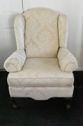 Plush Floral Stitched Arm Chair With Wood Legs