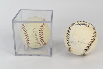 Long Island DUCKS & Official Major League Baseball Autographed Signed Chuck Cam & Bob Watson - 2 Total