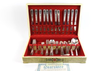 WM Rogers  MFG Co. Extra Plate Silverware Set With Wood Storage Box - 78pcs Total