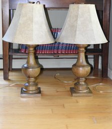 Pair Of Unique Wooden Table Lamps