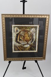 Gorgeous Print Of Tiger In Bamboo Styled Frame