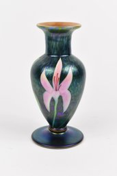 Orient & Flume Gorgeous Pink Saffron Flower Iridescent Hand Blown Vase Limited Edition Signed 137/300 Carter