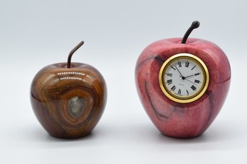 Stone Apples One With Clock - 2 Total