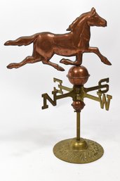 Copper Horse Weathervane On Brass Stand