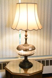 Vintage Dual Lamp Brass Finish Cut Glass Table Lamp