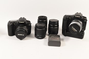 Lot Of Canon EOS 20D Digital DSLR Camera's W/ 3 Extra Lens & Charger