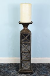 Mirrored Candle Stand Holder With Candle