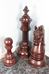 Large Life Like Ceramic Chess Pieces King Rook Pawn - Total