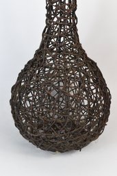 Open Weave Cane Wrapped Floor Vase