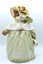 Beanbag Cat Doll Decor In Dress And Sunday Hat