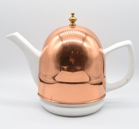 Vintage Korean Baker Hart & Stuart Porcelain Teapot W/ Insulated Copper Cozy