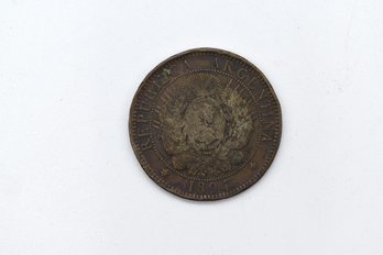 1894 Republic Of Argentina Dos Centavos Antique Coin Currency