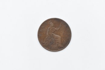 1886 Great Britain Queen Elizabeth Penny Antique Coin Currency