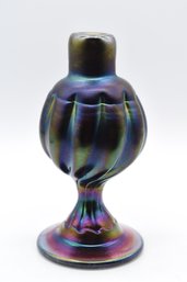 Juh Boukin Signed 1980 Art Glass Flower Vase Purple Blue Red & Greens