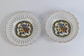 SCHUMANN BAVARIA Porcelain Serving Display Bowl Plate Gold Trim - 2 Total