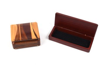 Wooden Trinket Jewelry Boxes - 2 Total