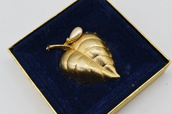 Avon Fragrance Locket Pin Brooch W/ Faux Pearl