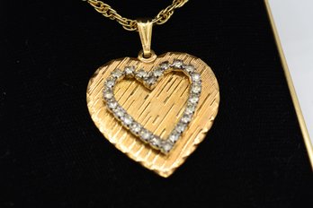 18K Gold Plated Heart Necklace W/ Gemstones