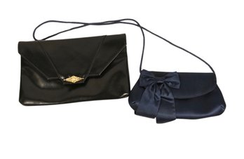 Vintage La Regale Handbag W/ Bow &  Faux Leather Cocktail Clutch - 2 Total