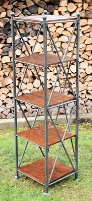 Contemporary Steel And Wood Shelving Unit CTF30)