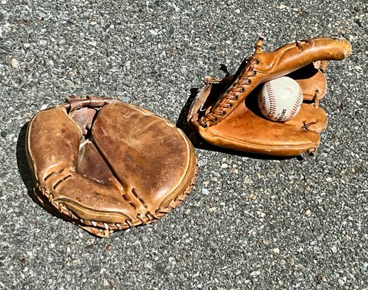 Two Vintage Baseball Gloves