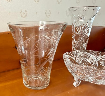 Vintage Crystal Vase And Bowl