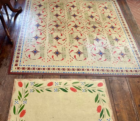 Two Painted Floor Cloths