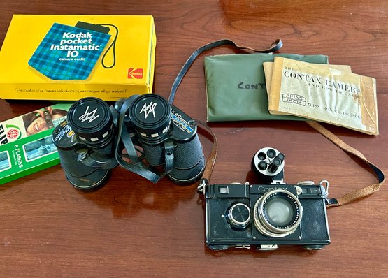 Vintage Tasco Binoculars And Contax Camera