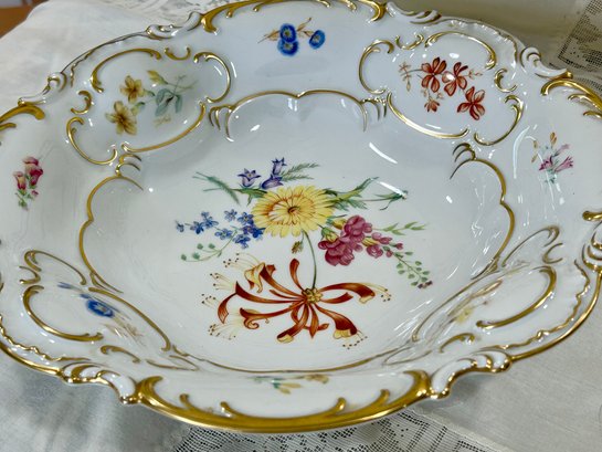 Antique Hutschenreuther Porcelain Floral Bowl