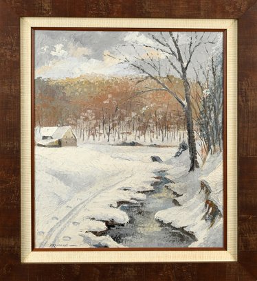 Vintage Winter Scene Oil Painting, Signed Mulhaupt (CTF20)