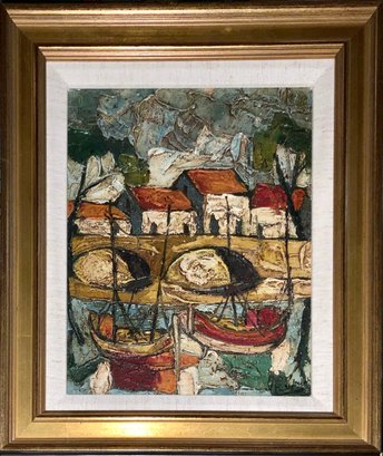 J.C. Mayodon Oil On Canvas, Boats (CTF10)