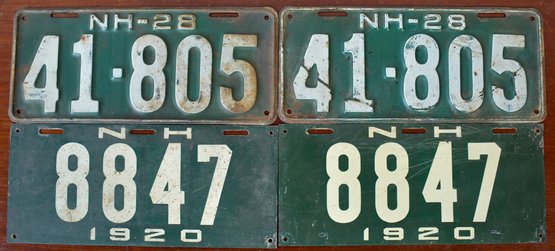Two Pair Of NH License Plates, 1920 & 1928 (CTF10)