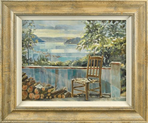 Vintage Oil On Canvas, Lake Scene (CTF20)