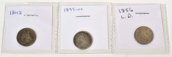1842, 1856 Large Date And 1875 - CC Dimes (CTF10)