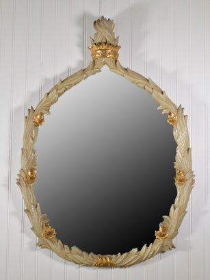Vintage Painted Wooden Wall Mirror (CTF20)