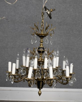Antique Brass And Crystal Chandelier (CTF30)
