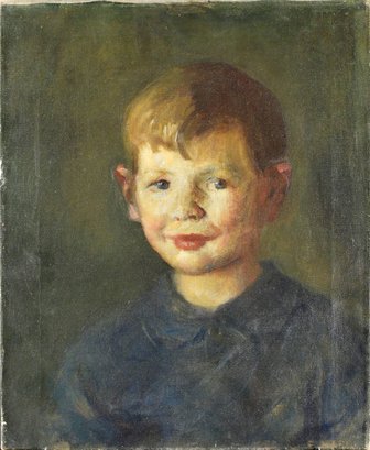 Antique Oil Painting Young Boy, Signed (CTF10)