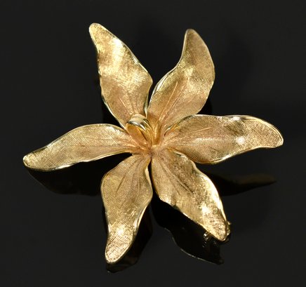 Vintage Tiffany & Co. 14k Gold Orchid Pin (CTF10)