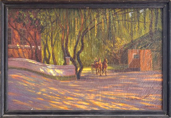 Contemporary Russian Oil On Canvas, Horse And Carriage (CTF20)