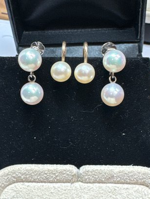 Two Prs. Pearl Earrings