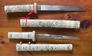 Two Antique Asian Carved Bone Short Swords (CTF10)