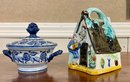 Staffordshire English Cottage Pitcher And Russian Dish (CTF20)