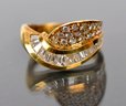 18k Gold And Diamond Bypass Ring (CTF10)