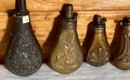 Four Antique Copper And Brass Gun Powder Flasks (CTF10)