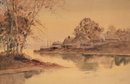 Louis K. Harlow Watercolor, Village By River (CTF20)