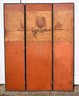 Vintage Louis K. Harlow Painted Leather Three Panel Room Screen (CTF30)
