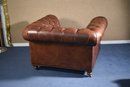 Restoration Hardware Tufted Leather Club Chair And Ottoman (1 Of 2) (CTF50)